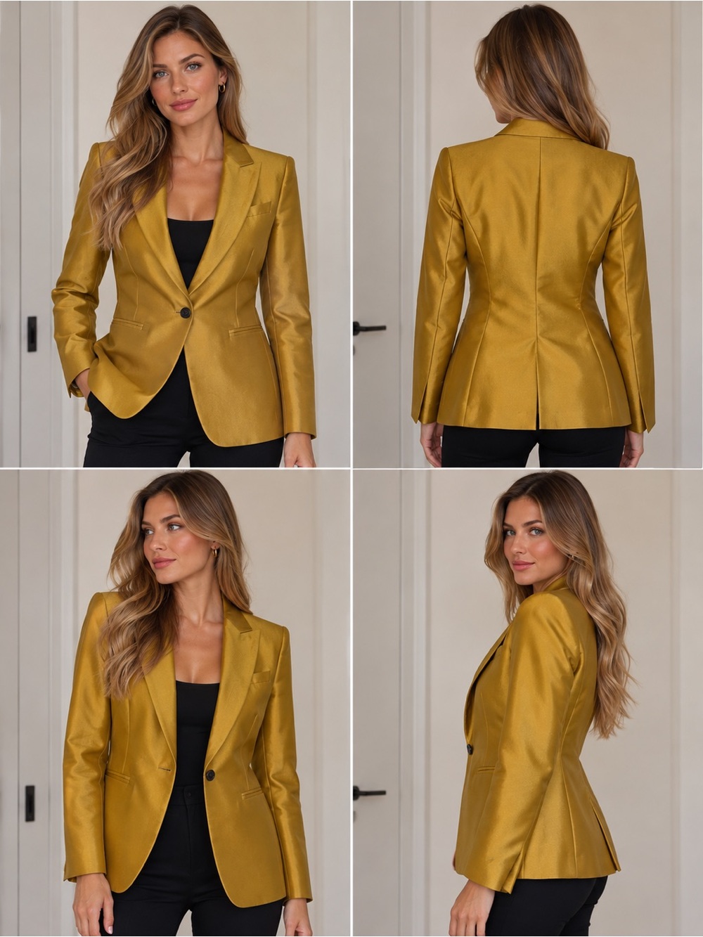 Club Monaco Silk & Wool Gold Women's Blazer